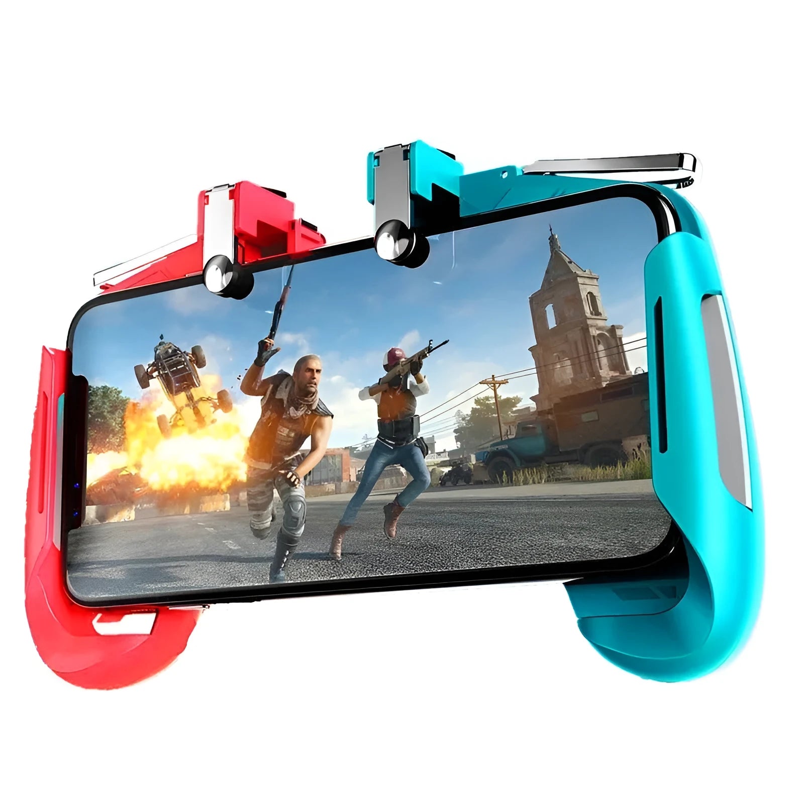 Multifunctional mobile game handle in black, blue, or white colours for smartphone gaming control