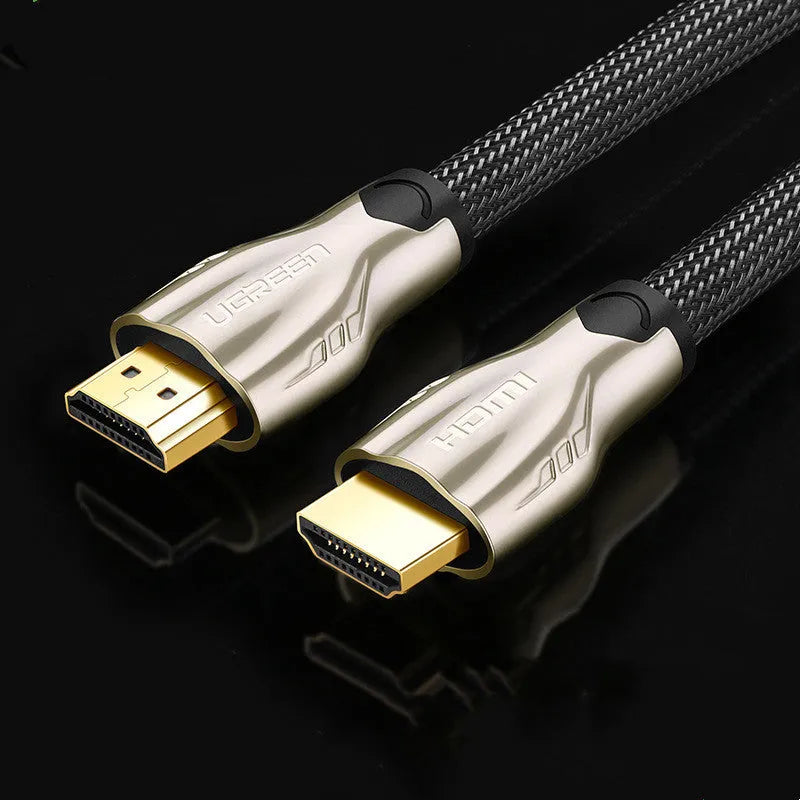 5-metre long black HDMI cable with gold-plated connectors on a white background