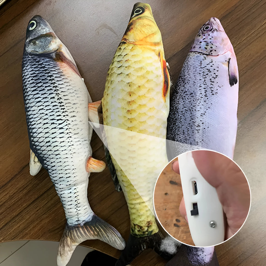 USB rechargeable electric jumping fish cat toy without catnip, 30cm multicolour electronic pet toy