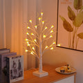 60cm tall mushroom tree LED lamp with warm light colour and 24 detachable plastic flowers on birch tree design