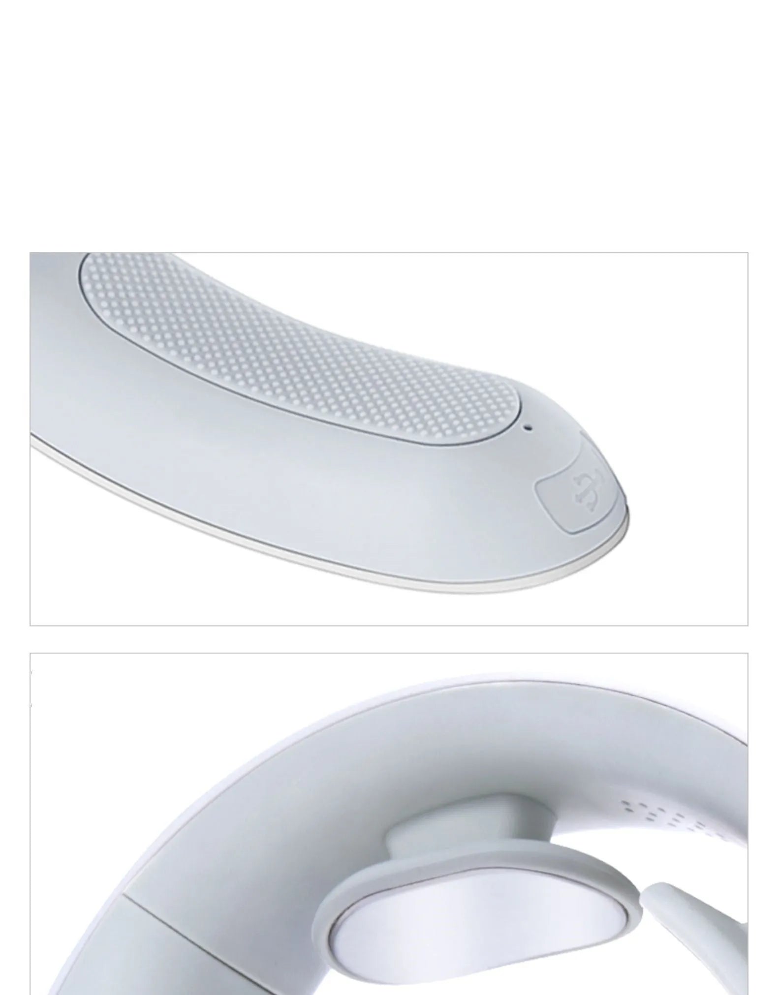 White electric acupressure massager with heat therapy for neck and shoulder pain relief.