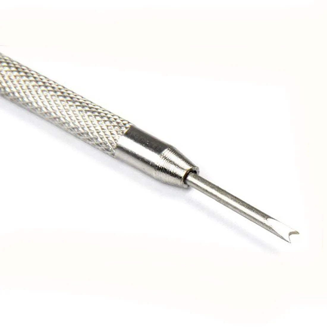 Stainless steel spring bar remover tool 8.5cm with V-edged tip and push-pin for watch strap repair