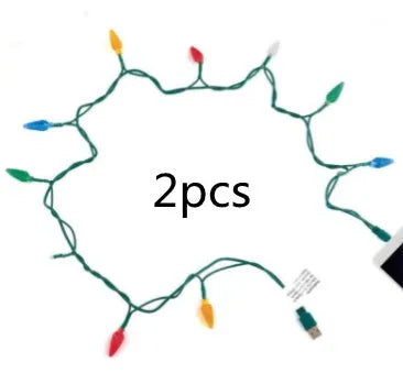 Green USB charging cable with 10 flashing LED lights for device charging and room decoration