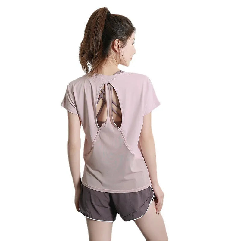 Women's short sleeve polyester sports t-shirt in multiple colours for running and fitness