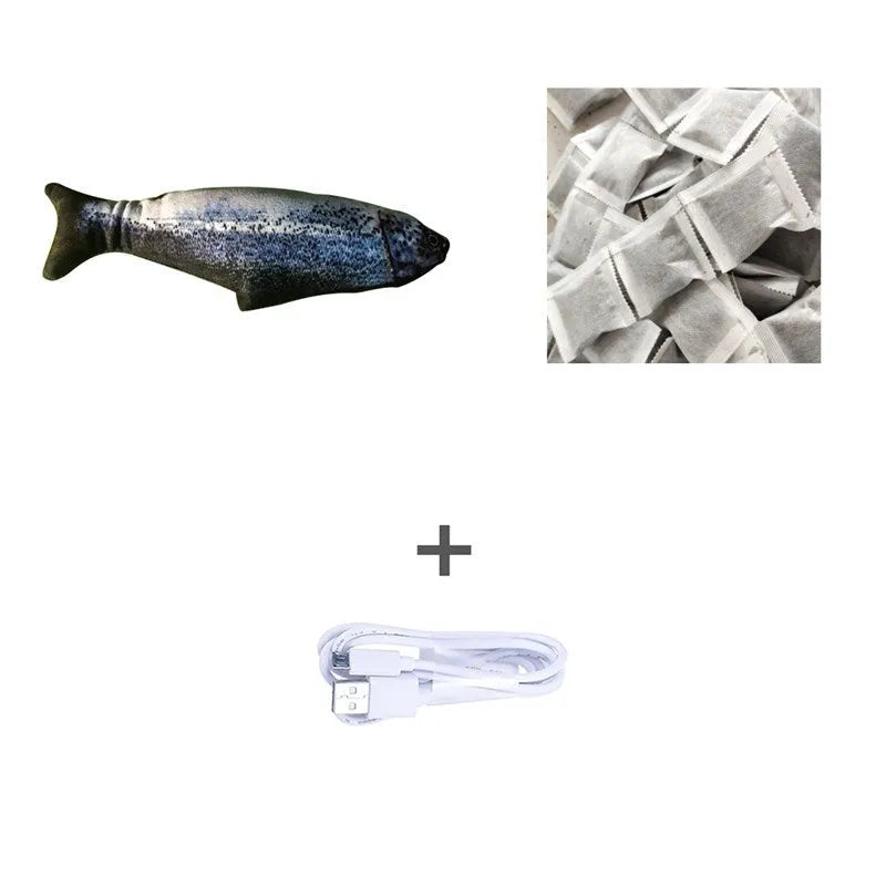 USB rechargeable electric jumping fish cat toy without catnip, 30cm multicolour electronic pet toy