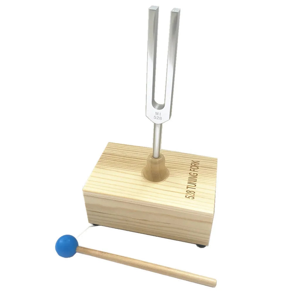 Aluminium alloy 432Hz tuning fork with integrated speaker in kraft paper packaging