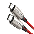 Purple and red Dual Type-C data cables showing connectors and 1 metre length