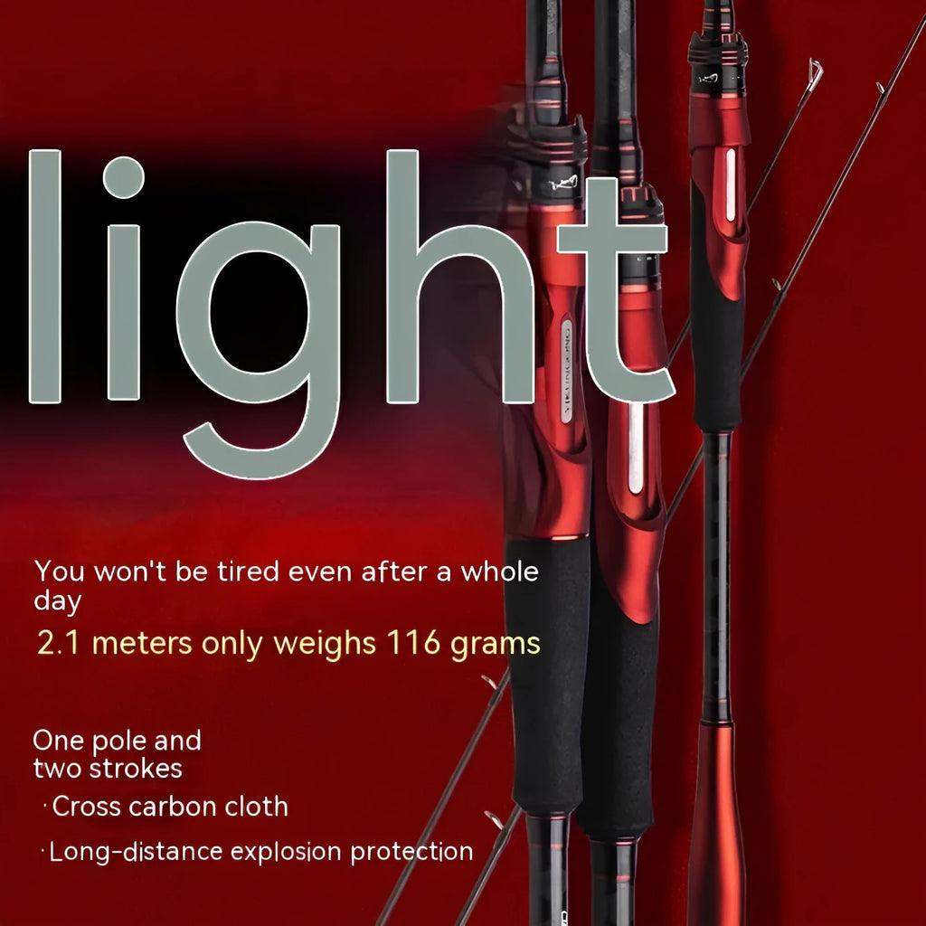Carbon straight handle and pikestaff style ultralight fishing rod in 210cm and 240cm lengths for lure fishing