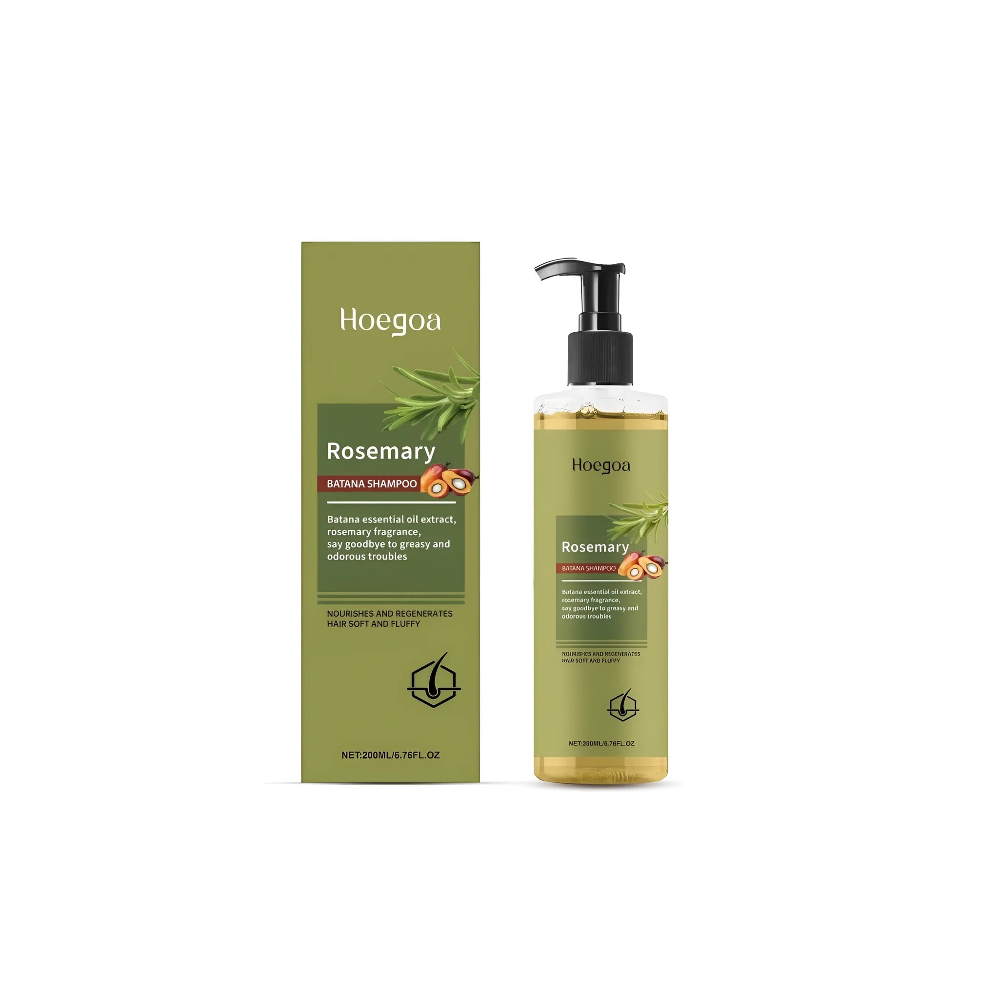 200ML bottle of Rosemary Hair Growth Shampoo with a pump dispenser.