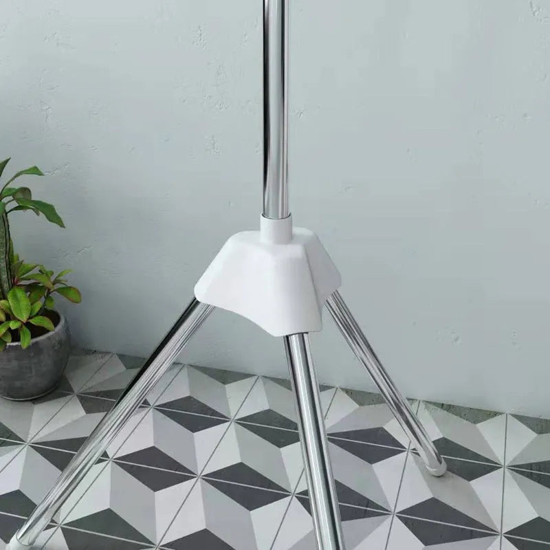 Three-layer stainless steel drying rack with mobile plastic clips for trousers, ties and socks