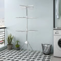 Three-layer stainless steel drying rack with mobile plastic clips for trousers, ties and socks