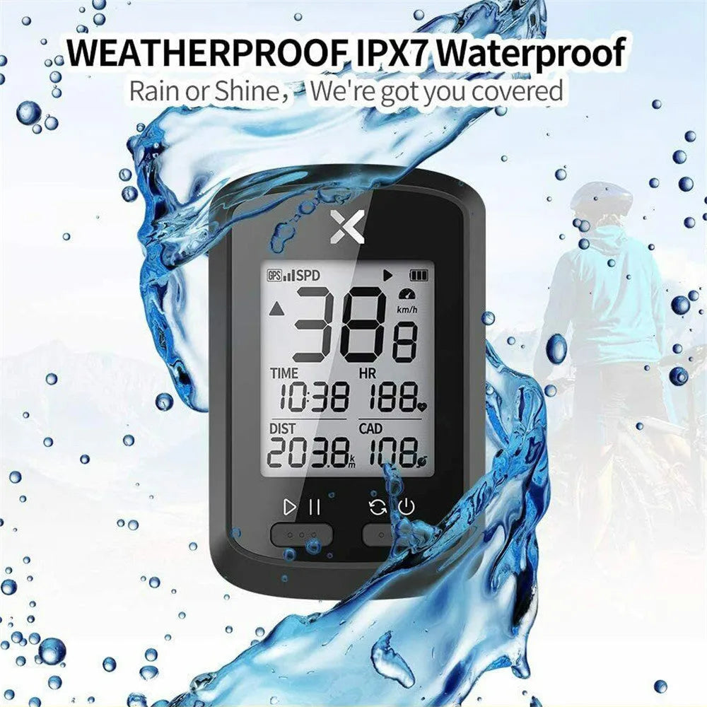 Black plastic waterproof bicycle stopwatch with digital display for cycling timing