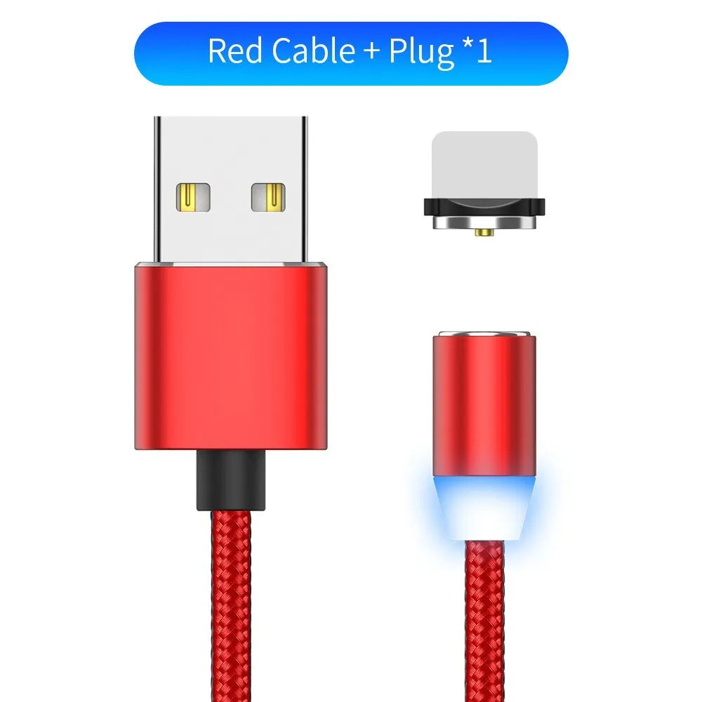 YBD 1m magnetic LED charging cable with cotton woven black cable and aluminium magnetic connectors