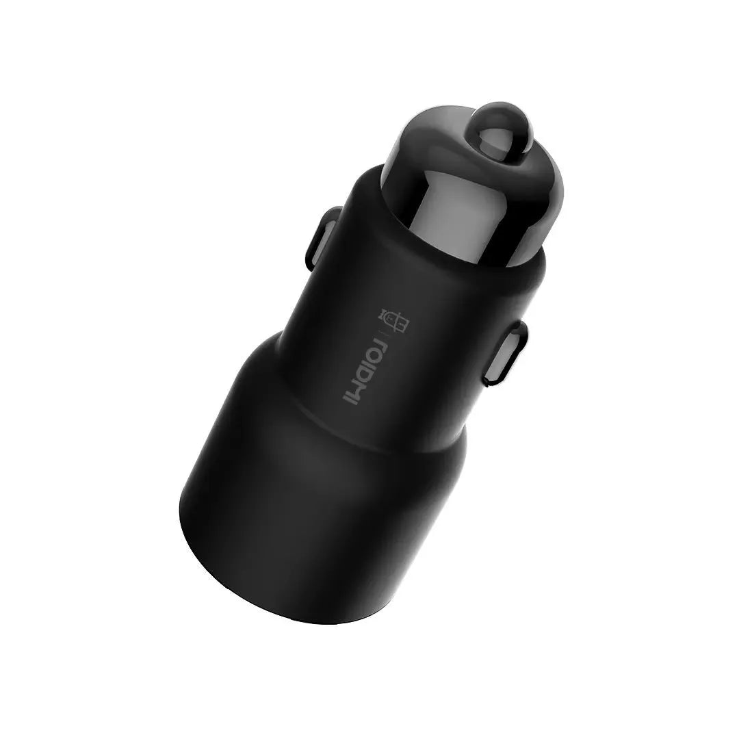 Black USB car charger adapter with dimensions 26.5x26.5x61.3mm for phone and tablet charging