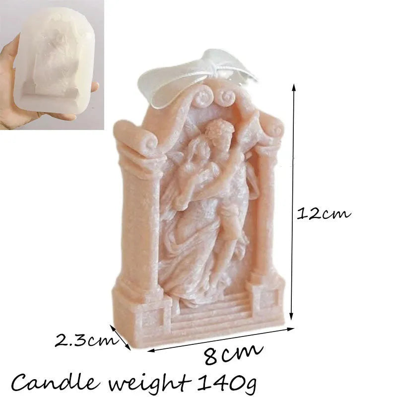 Detailed silicone mould showing an Ancient Greek couple angel design for baking and crafts.