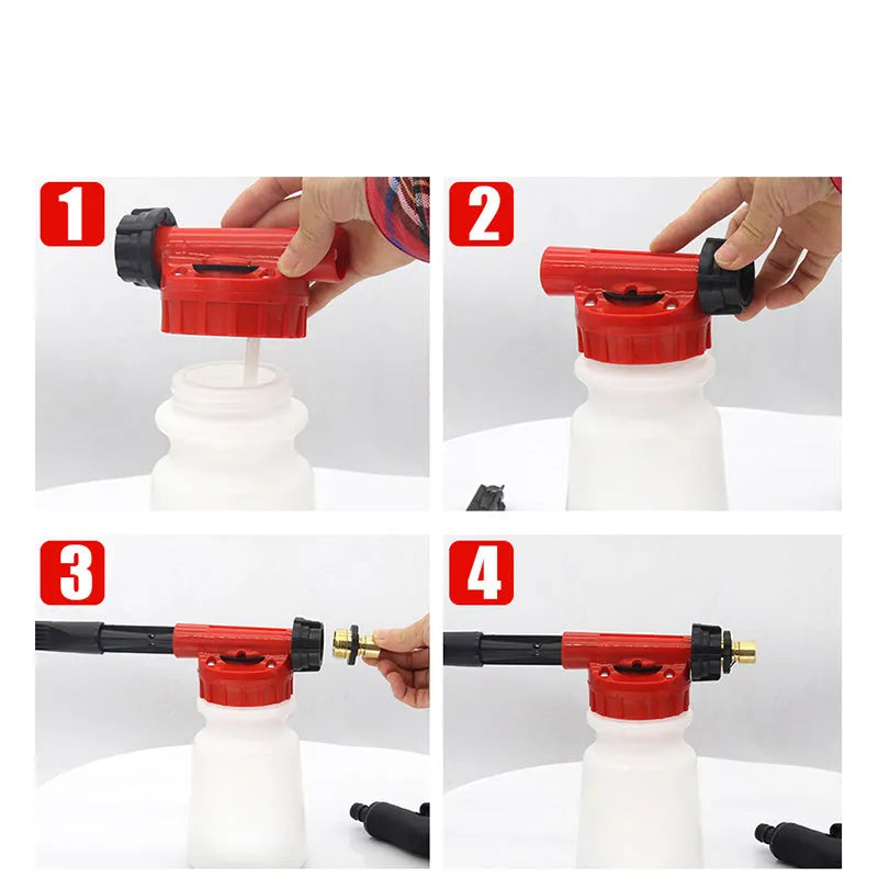 Foam pot high pressure water gun for garden use with adjustable 4-8 kg pressure spray