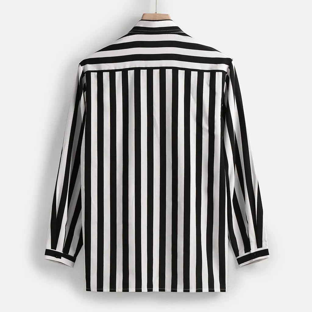 Men's long sleeve striped shirt in hemp blended fabric with four-way stretch, available in multiple colours