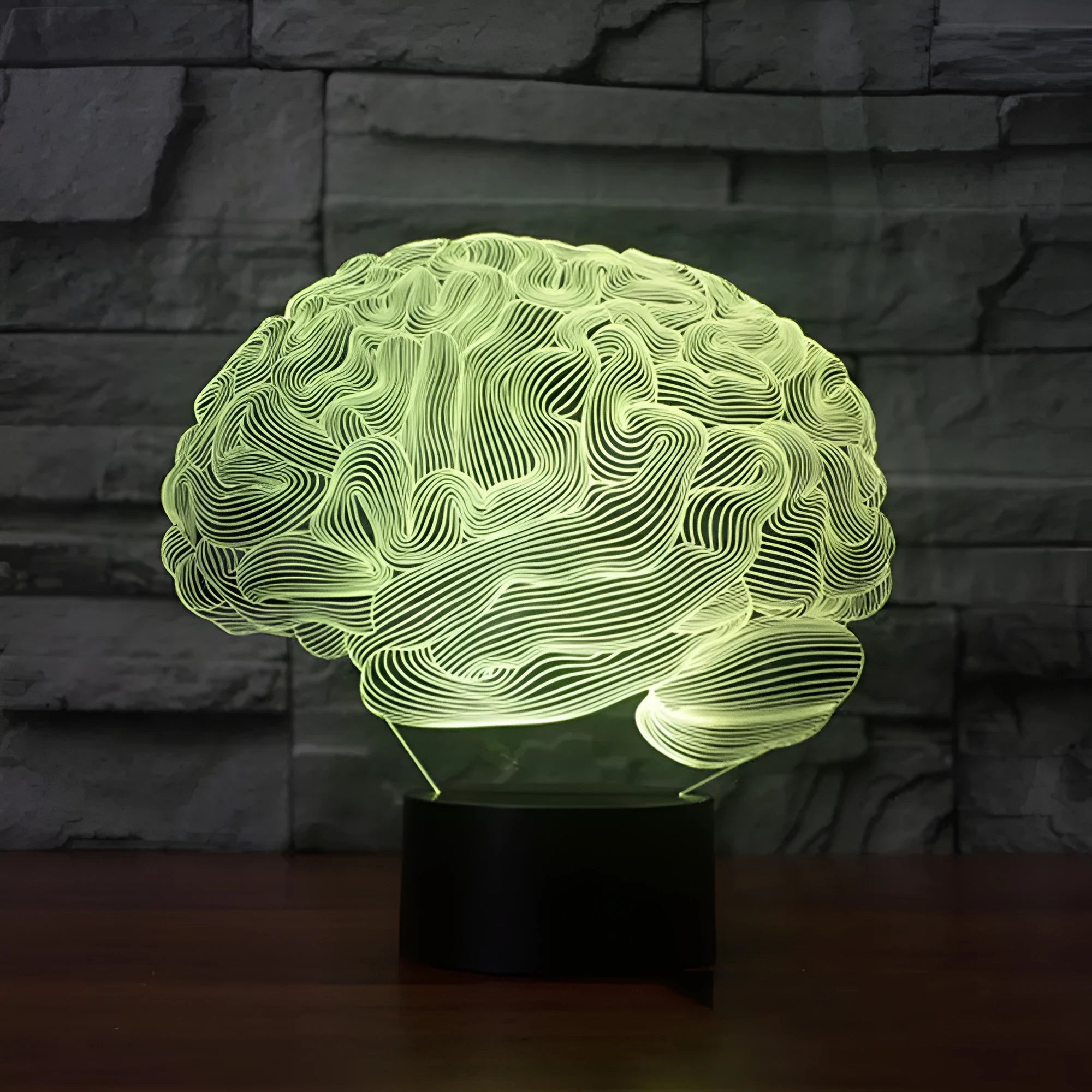 3D brain illusion LED lamp with remote control showing colourful light projection