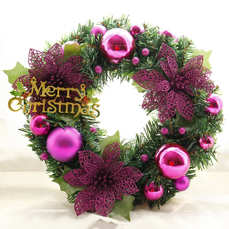 30cm multicolour plastic Christmas wreath for door decoration in six colour options