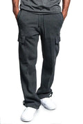 Casual multi-pocket loose straight-leg overalls in polyester broadcloth, black colour, flat front with drawstring waist