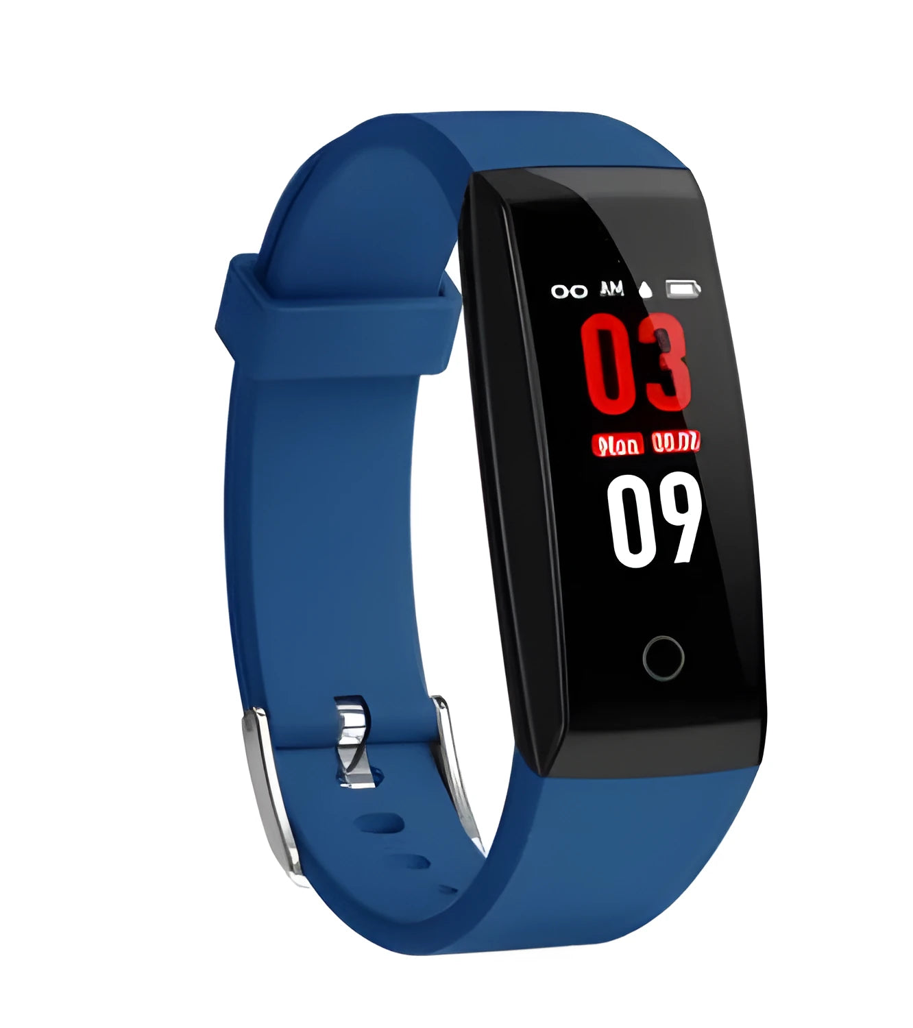 Colour screen smart bracelet with OLED display in black, blue, or violet colour options