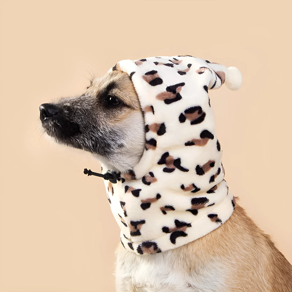 Bear-themed pet hat with rabbit ears for dogs and cats in cloth material.