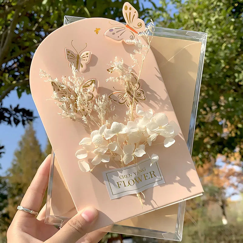 Boxed 3D butterfly birthday card with decorative accessories and envelope
