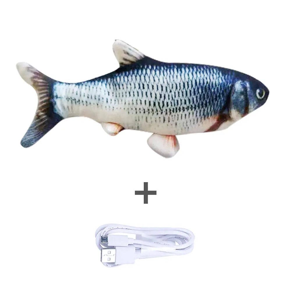 USB rechargeable electric jumping fish cat toy without catnip, 30cm multicolour electronic pet toy