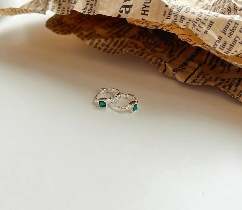 925 silver square zircon geometric minimalist earrings for women casual wear W-GN colour