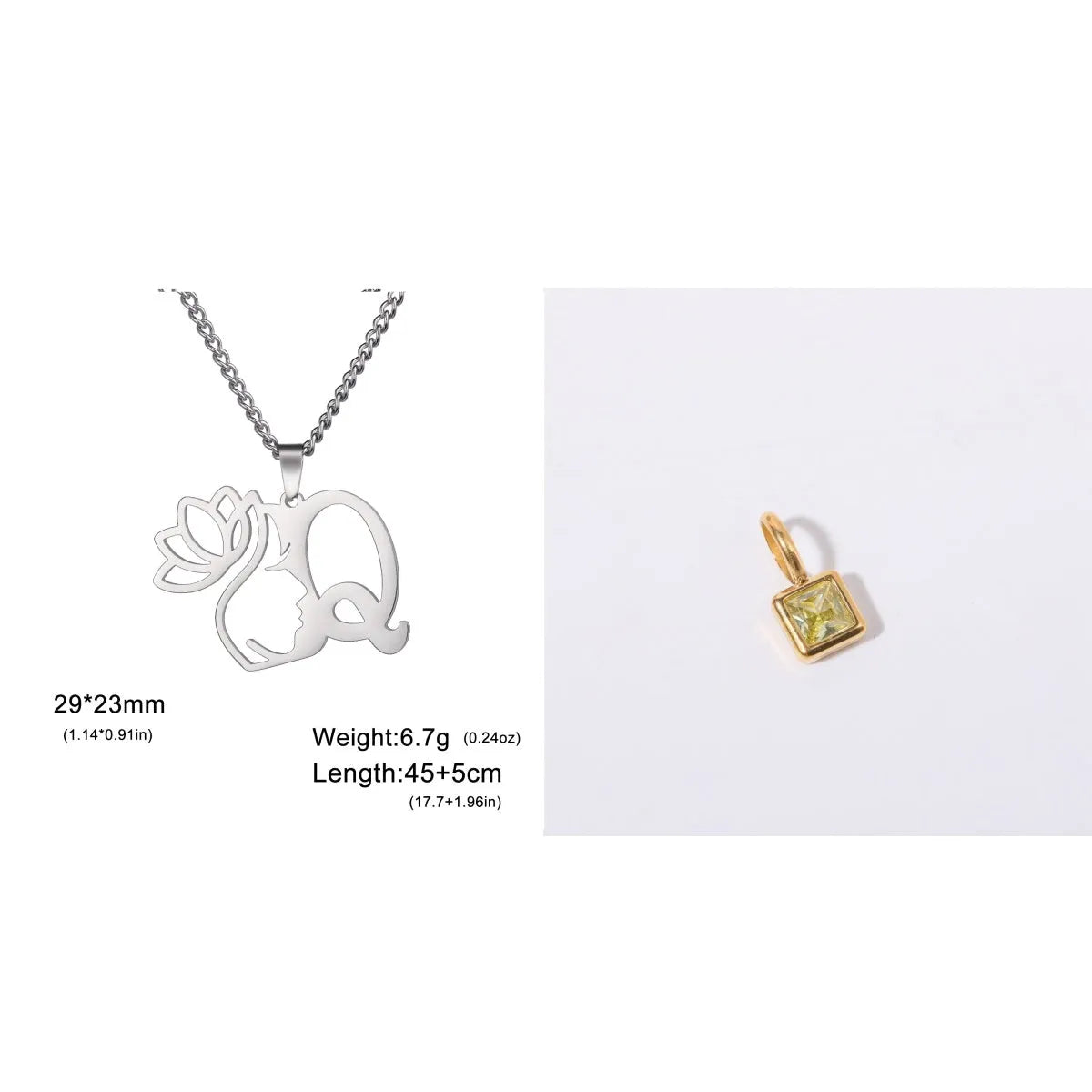 Stainless steel necklace with a single alphabet letter pendant on a cross chain, in gold or silver colour.