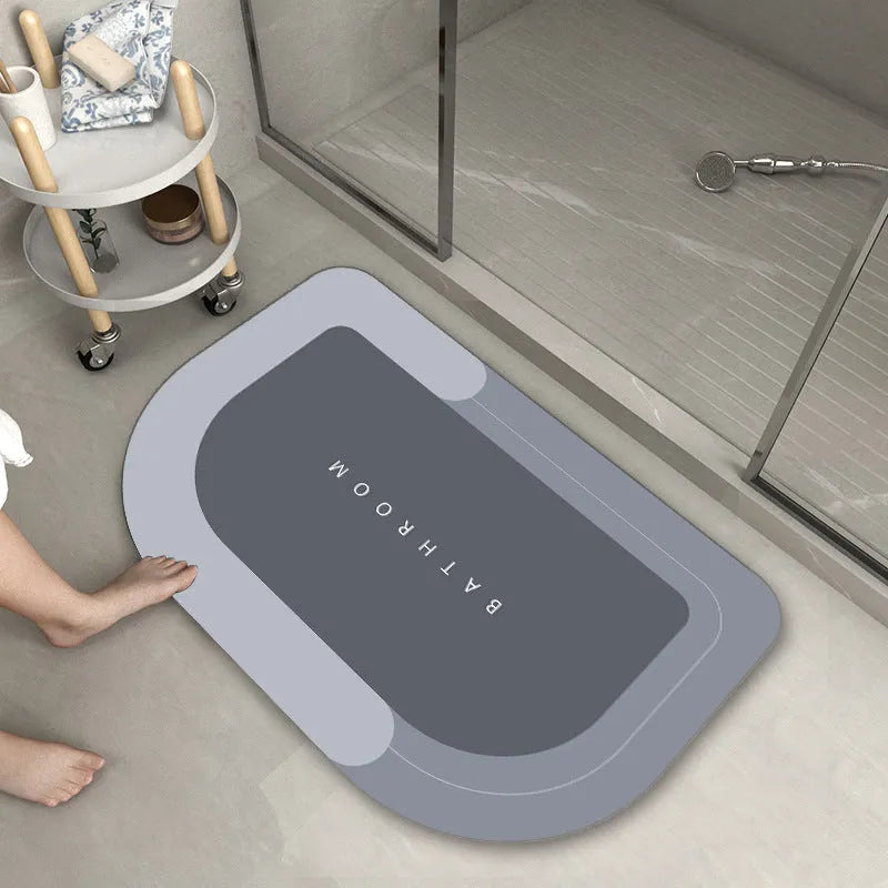 Blended fabric bathroom floor mat in oval and rectangular shapes with Baikal colour options