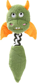 Large plush dog toy in red with cartoon design, featuring a rope knot and suitable for aggressive chewers