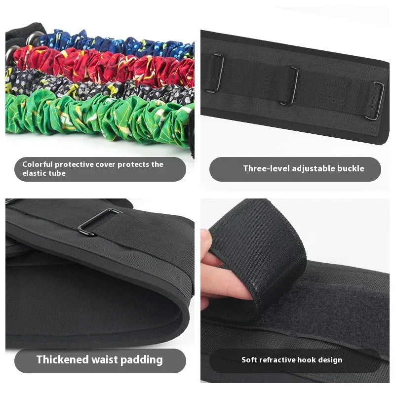 Fitness bounce chest expander elastic training belt with colour-coded resistance sleeves