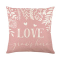 Square red and white plaid heart print pillow cover on a sofa