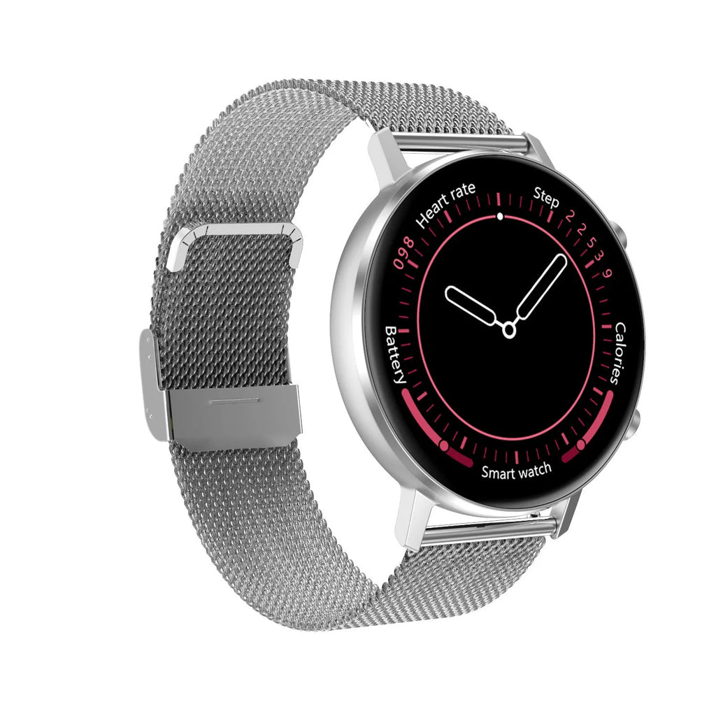 DT96 smart bracelet with stainless steel wristband and 1.3-inch display in three colour options
