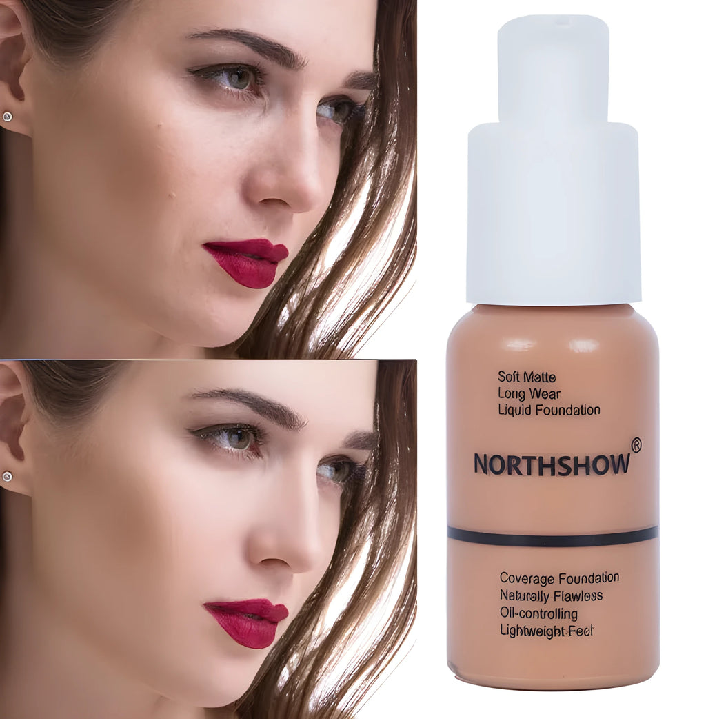 Oil control concealer foundation bottle with pump head, 30ml, six shade options