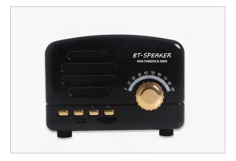 Vintage wood design Bluetooth speaker in compact size with USB charging port