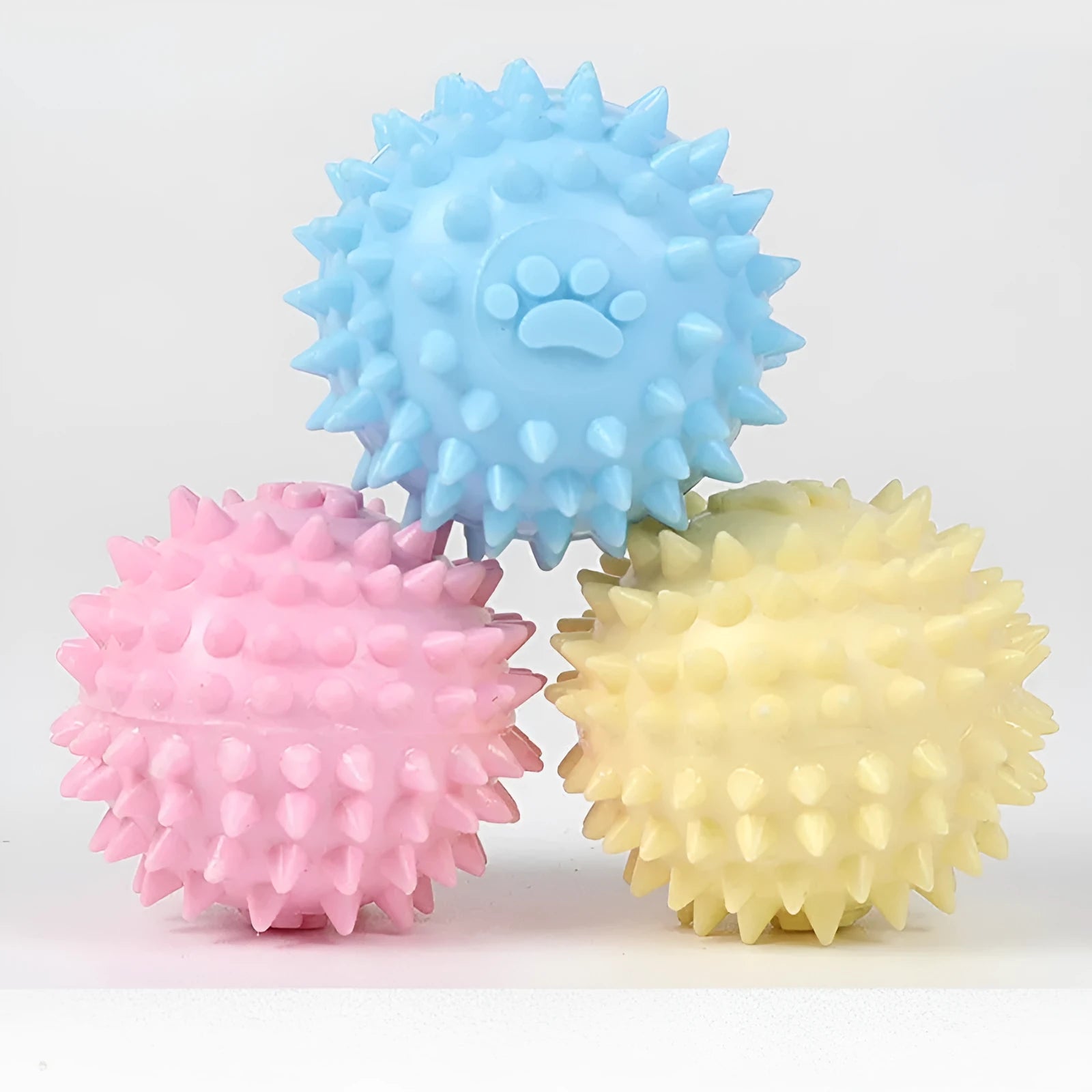 Blue TPR footprint dog chewing ball 6cm diameter pet dental toy
