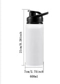 White aluminium cycling water bottle shown in 600ml and 750ml capacity options