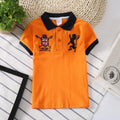 Boys polo shirt short sleeve lapel collar moisture wicking plain pattern available in white red blue grey orange