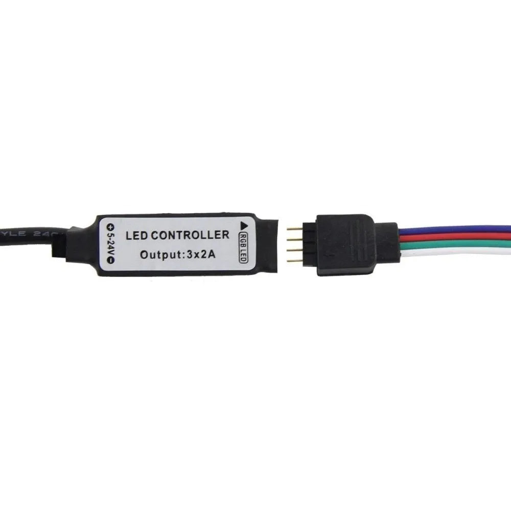 USB-powered LED light strip on a reel showing multiple colour options including white, blue, and red.