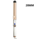 LCD curling iron with ceramic barrel and digital display, available in 19mm to 32mm sizes
