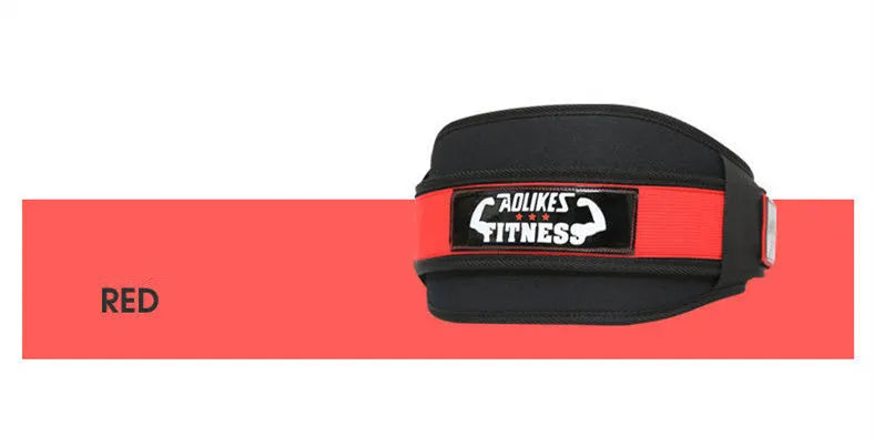 Nylon fitness weightlifting waistband in black, red, or yellow colours available in L, M, and XL sizes