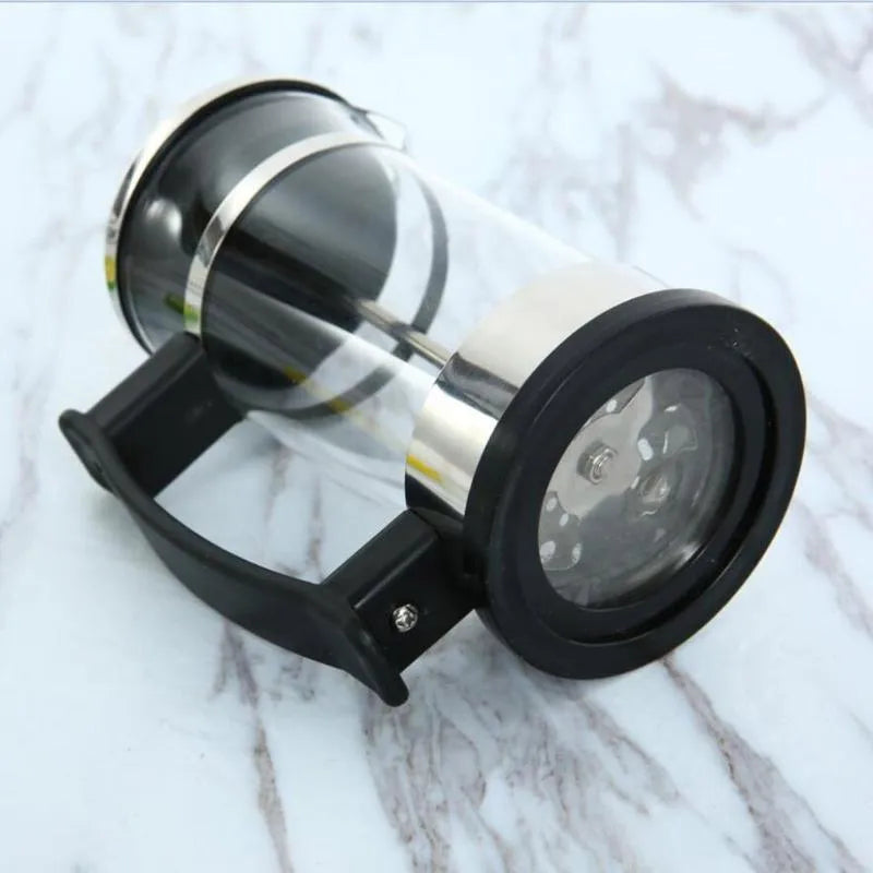 Glass manual pour-over coffee maker with stainless steel filter, 350ml capacity.