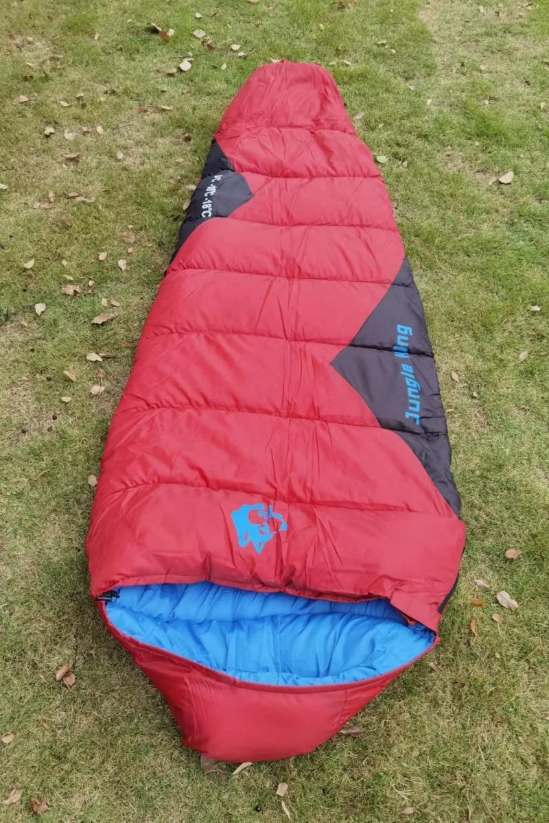 Mummy style camping sleeping bag in Army Green colour with compression storage bag.