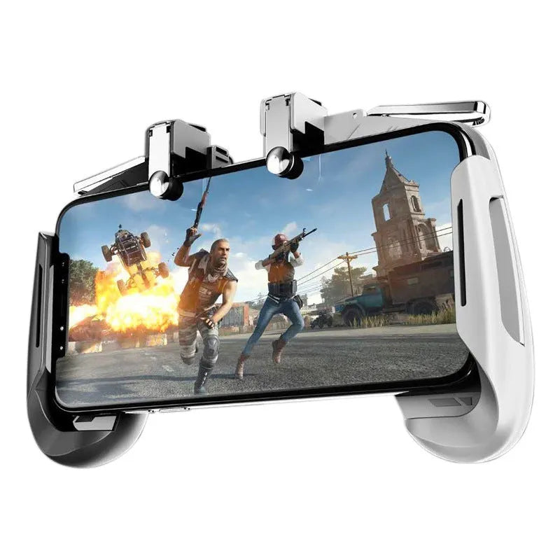 Multifunctional mobile game handle in black, blue, or white colours for smartphone gaming control