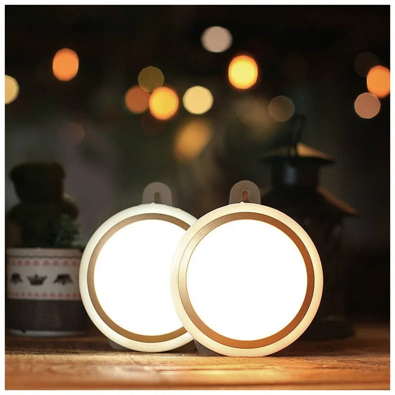 Circular motion sensor LED light unit showing front diffuser and compact 80mm diameter design