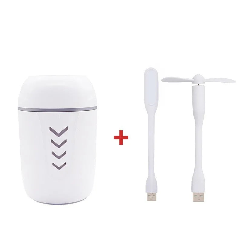 X3 model portable columnar car humidifier in blue, white, or pink with 200ml tank.