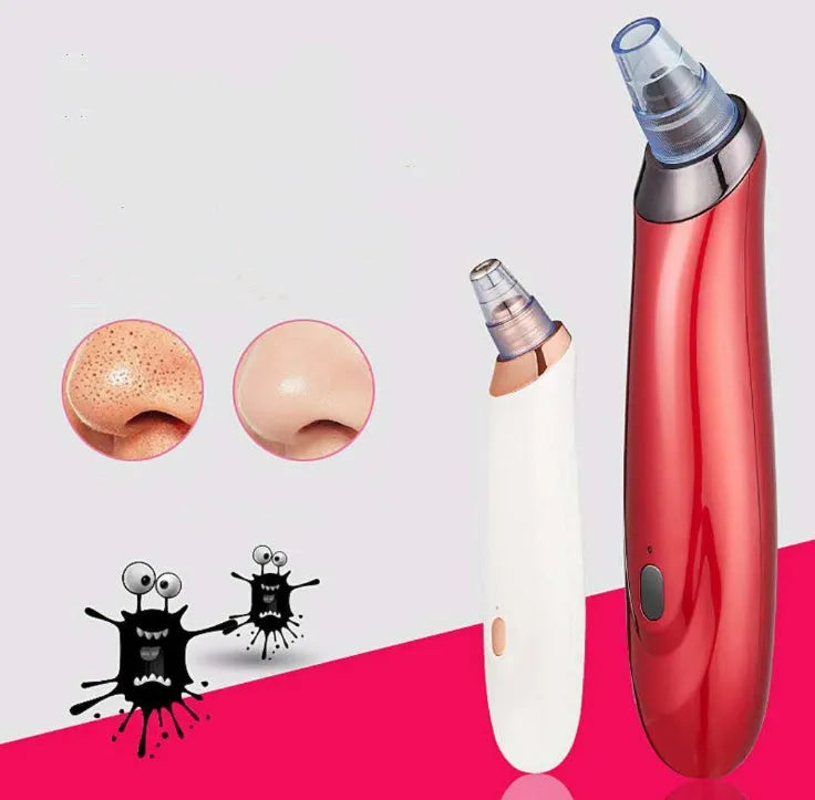 Electric blackhead remover device with five nozzle attachments in choice of colours