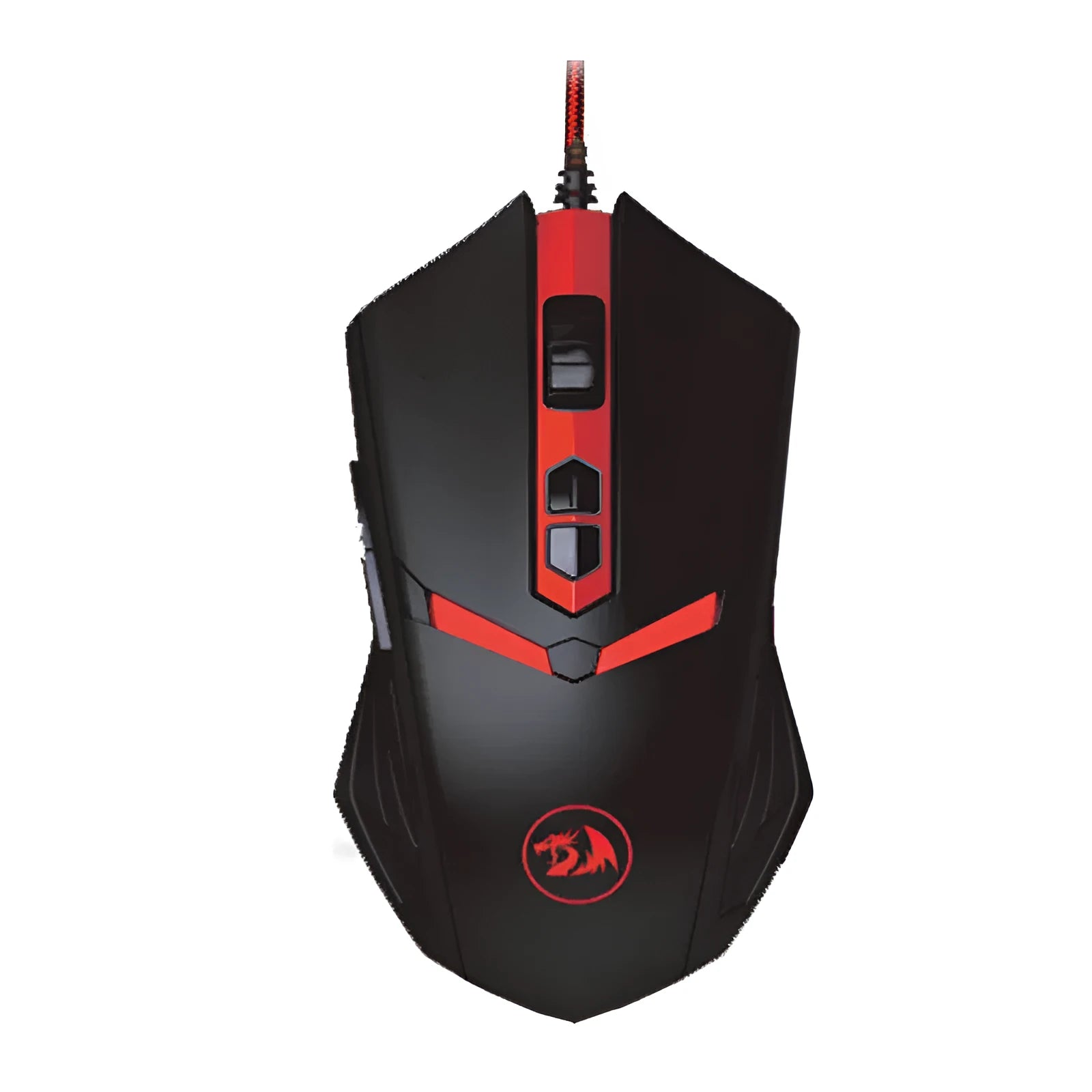 Black and red ergonomic USB wired gaming mouse with six buttons on a 1.8 metre cable